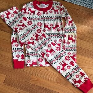 Hanna Andersson Red & White Reindeer Holiday Pajama Set size 8